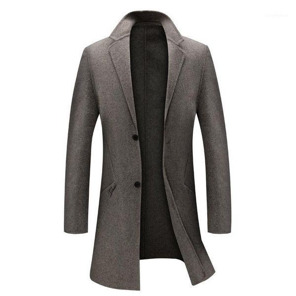 

2020 new winter woolen coat men's medium length double faced woolen coat wool suit business windbreaker1, Black