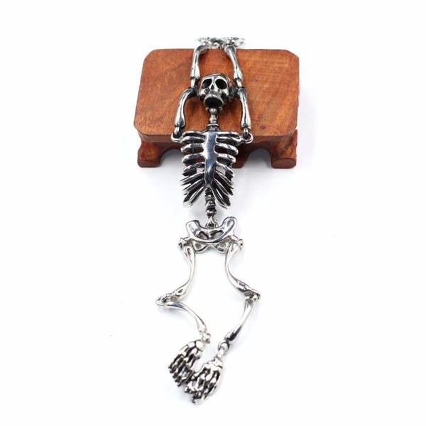 

link, chain 35mm*21cm polishing cool bone frame skull bracelet 316l stainless steel mens black fashion