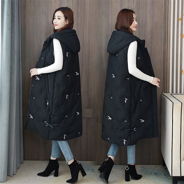 

sleeveless jacket women oversized black vest warm down coat female 5xl plus size clothing for women long vests winter new 201214, Black;white