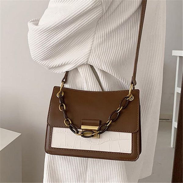 

stone pattern pu leather flap chain handbags for women luxury trendy shoulder bag female quality elegant wild messenger bag sac