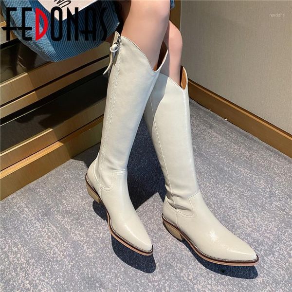 

boots fedonas fashion riding equestrian 2021 autumn and winter shoes woman knee high genuine leather slim long shoes1, Black