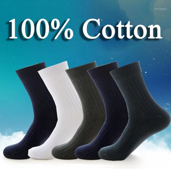 

100% cotton men's socks business stripe high crew socks breathable deodorant man sox autumn winter hosiery1, Black