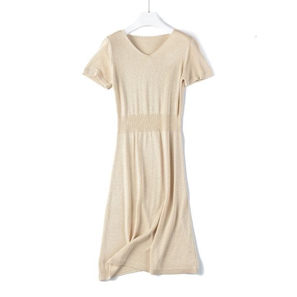 

spring summer lurex glitter vest women sleeveless maxi dress v neck flat knit midi long dresses vestido l0j8, White