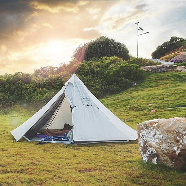

tents and shelters outdoor camping pyramid tent ultralight large sun shade shelter teepee with stove pipe hole for backpacking hiking fishin