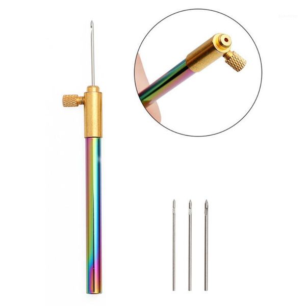 

french style aluminum alloy embroidery glitter needle crochet hook diy craft tool set w/handle sewing accessories1, Black