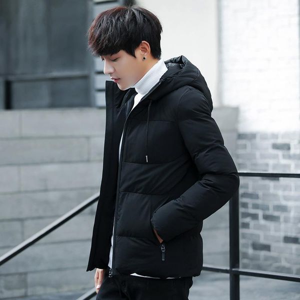 

thicken cotton down jacket new men's winter short warm jacket coat men's snow wear tide brand clothing1, Black