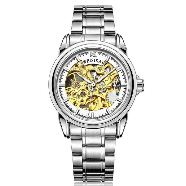 

weisikai tourbillon скелет matic механические часы мужчины бизнес нержавеющая саморестовые часы wate конепроницаемый relogio masculino часы, Silver