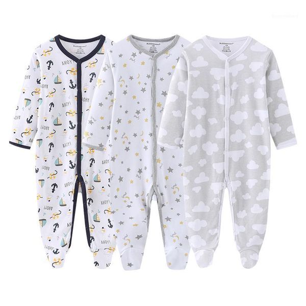 

2020 newborn cotton 1/3pcs romper baby boy clothes full sleeve 0-12m baby girl clothes autumn girls clothing ropa de1, Blue