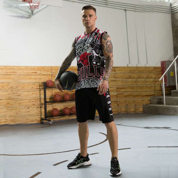 

men's summer game basketball training suit team uniform sportswear vest running fitness, Gray