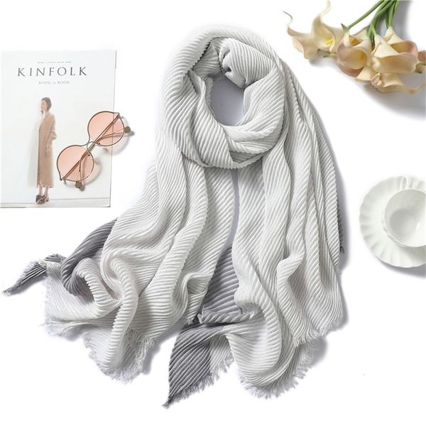 

new design solid women scarf crinkle hijabs for lady fold shawls and wraps winter lady heandband neck warm scarves foulard 201224, Blue;gray