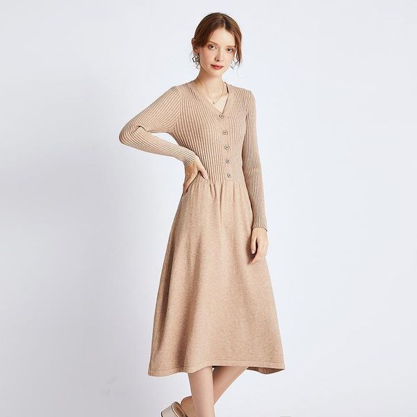 

dress 2020 medium-length knitted dress autumn and winter new sweater women korean version long-sleeved slimming dresses women1, Black;gray