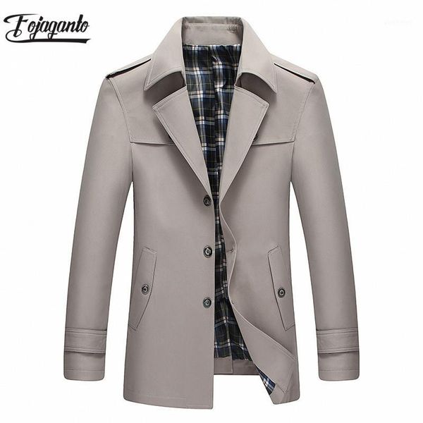 

fojaganto men's trench coat 2019 spring autumn men fashion casual solid color outwear male trench street clothing, Tan;black