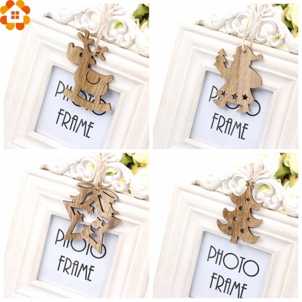 

16pcs diy mini cute deer&tree wooden pendants christmas party decorations xmas tree ornaments kids gift