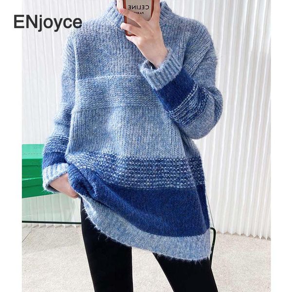 

autumn winter fashion blue striped loose long sleeve pullovers sweater women korean stylish retro knitted clothing, White;black