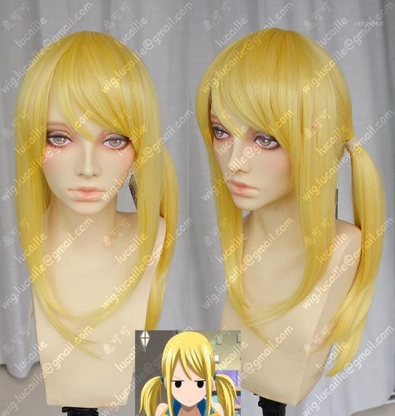 

anime costumes fairy tail heartfilia cosplay wigs 60cm long gold heat resistant synthetic hair wig + cap1, Black