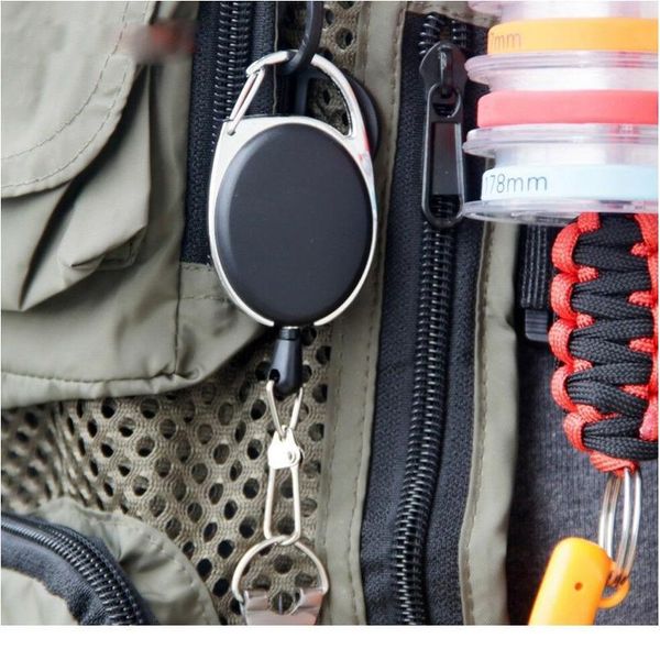 

5pcs wire rope camping telescopic burglar keychain holder tactical outdoor camping key ring edc retractable fly fishin jllflh, Slivery;golden