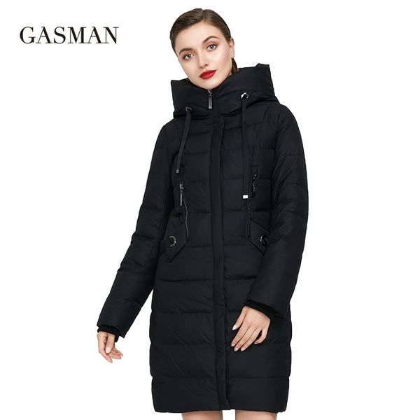 

gasman women down jacket hooded new thick bio brand coat women long winter warm parka fashion female jacket collection 1827 201127, Black