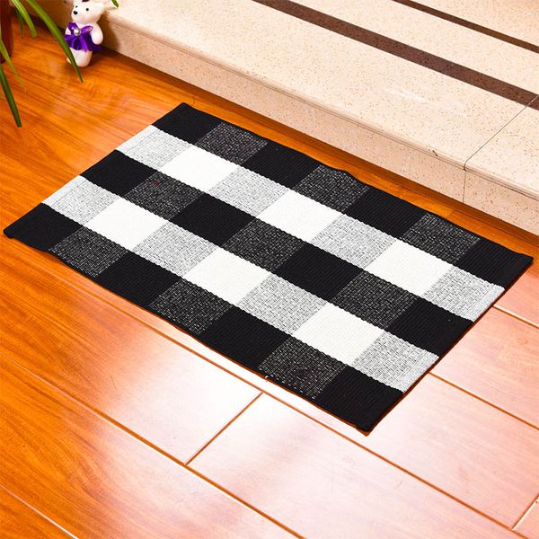 

plaid cotton doormat rugs tartan buffalo checkered layered door mats outdoor throw rugs for front porch entry way kitchen bathroom 60*90cm