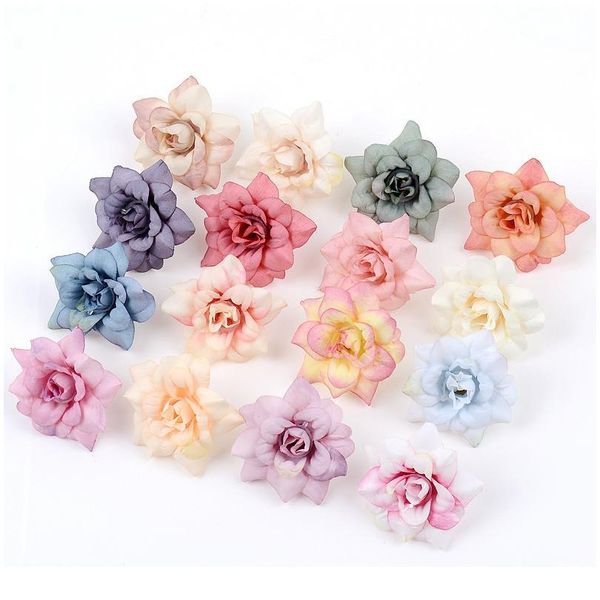 

10pcs 4cm silk rose artificial flowers for home wedding garden decor diy craft bridal wreath valentine's day fake flo jllovz