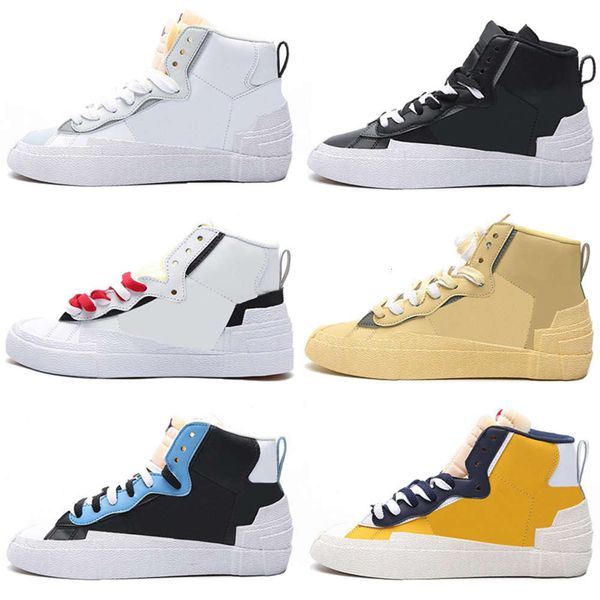 

sacai x blazer mid ldv dunk running casual shoes for men women maize navy university blue camo black white trainers sneakers new, White;red