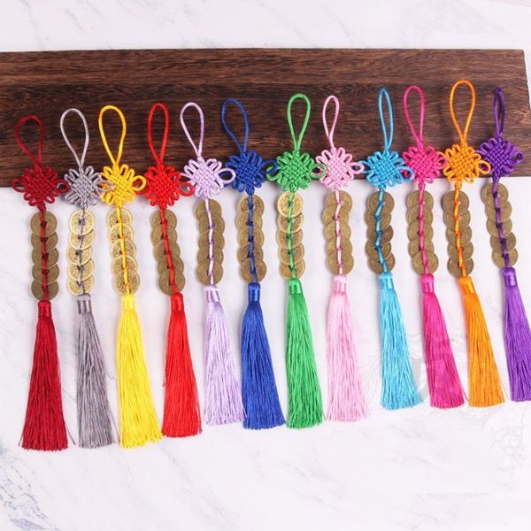 

12pcs lot 12cm chinese knot copper coin tassels silk sewing tassel trim decorative key tassels for diy curtains home decoration h wmtjao