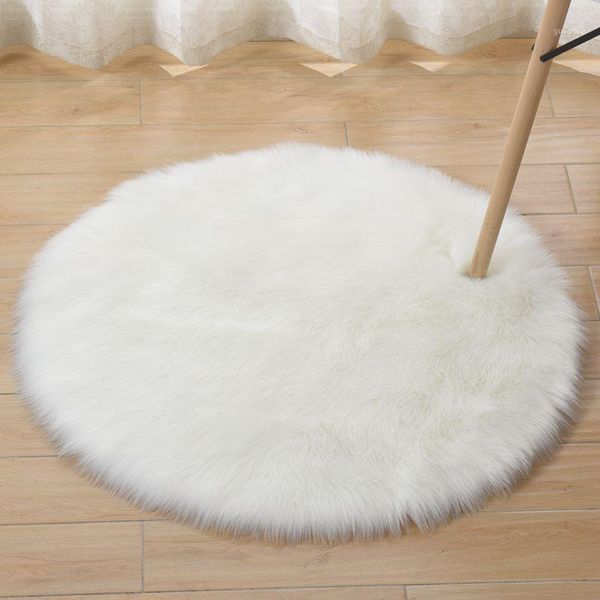 

size 30-120cm 16 colors australia imitate wool white round carpet for home living room children 5cm long hair bedroom rug1