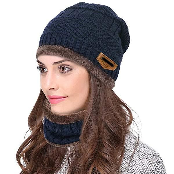 

hats, scarves & gloves sets winter warm beanie hat scarf set knitted neck glove for men women k2, Blue;gray
