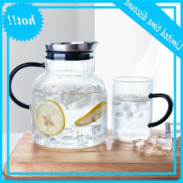 

temperature resistant cold water high borosilicate glass cooling kettle large capacity fruit juice pot filter teapot