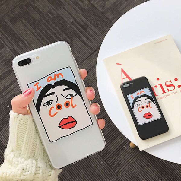 

qainterting experience - mobile phone shell with letters "i'm cool" on the back for vip x, 6 s, 7, 8 plus, samsung s6, s7, s8