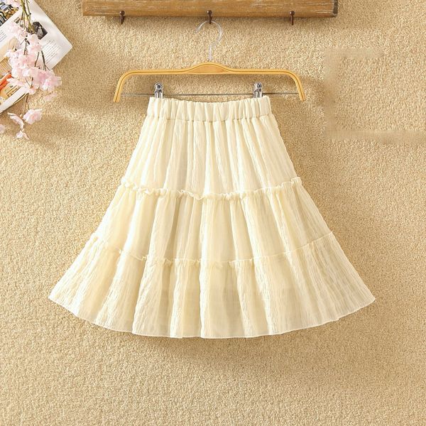

5 colors high waist a-line women skirt striped stitching sailor pleated skirt elastic waist sweet girls dance chiffon mini skirt y1214, Black