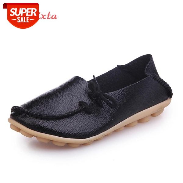

aphixta soft leather flats women shoes lace up casual flat with non-slip outdoor shoes silver black plus size 34 -44 #ld50