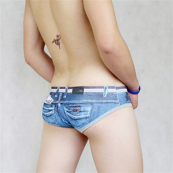 

men's cotton briefs gay man low rise tight underwear short trunks sell jeans underpants printed fashion asian size 201112, Black;white