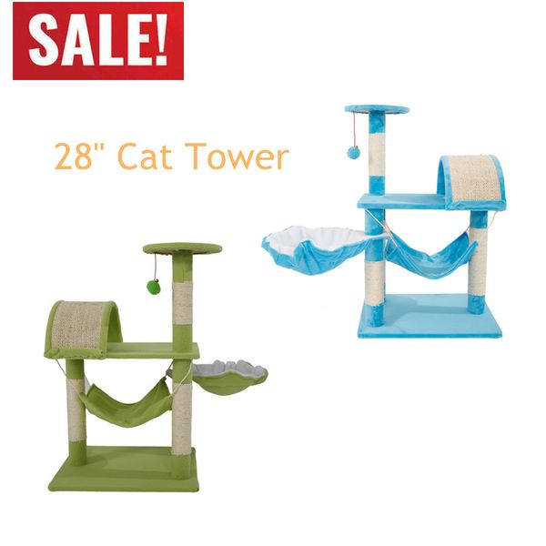 

32inch cat tree condo sisal scratcher furniture kitten pet house climb holder cat tower lamb climbing stand hammock toy gift