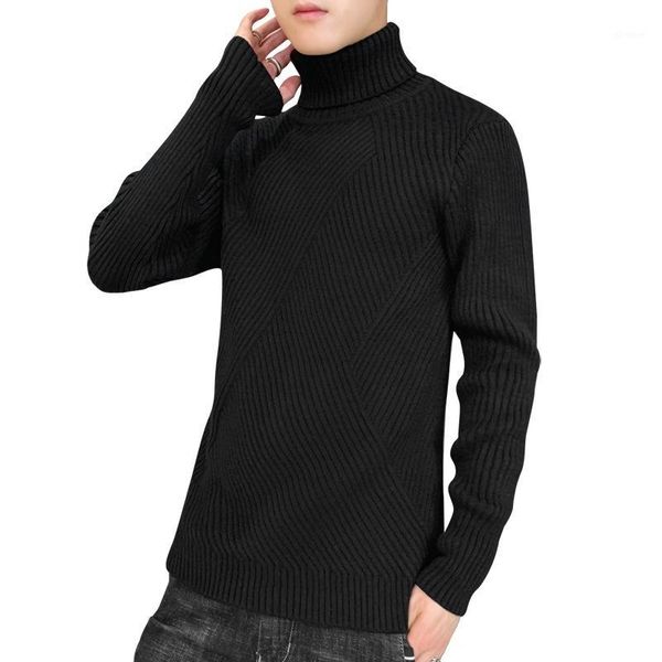 

spring warm turtleneck sweater men fashion solid mens sweaters 2020 casual male double collar slim pullover pull homme1, White;black