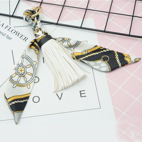

new scarves key holder bowknot exquisite decoration pu leather tassels keychains women bag charm pendant eh847 h jllltx, Silver