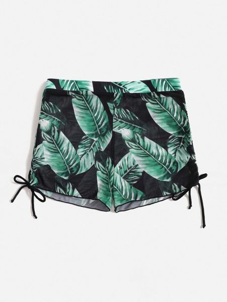 

plant print cover up shorts e2j0#, White;black