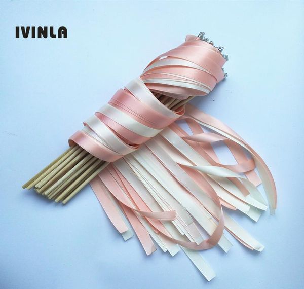 

50pcs/lot coral wedding ribbon stick with sliver bell for bbykvp bdesports