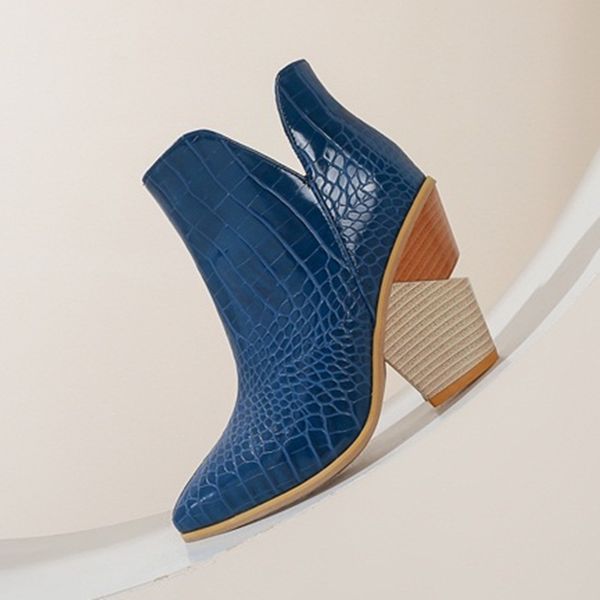 

2021 new women ankle to black toe blue shoes woman as a party boots 34-43 bp3s