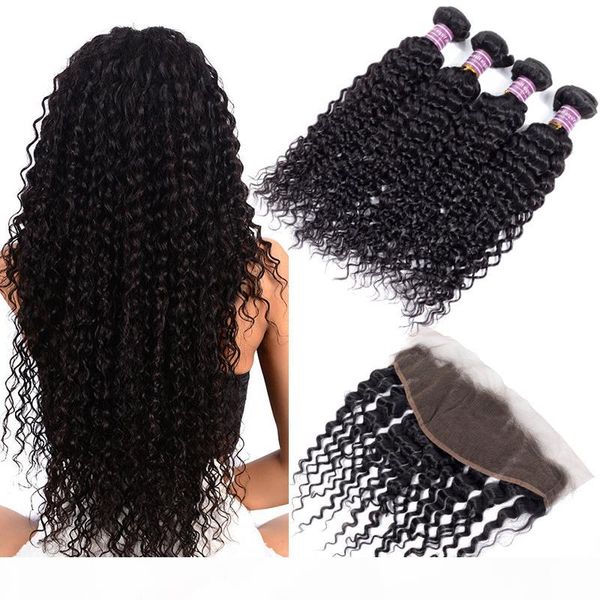 

brazilian virgin hair bundles with frontal unprocessed virgin deep wave hair bundles with lace frontal human hair weave 10-26inch bundles, Black;brown