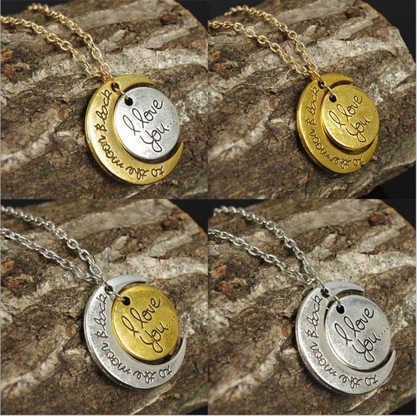 

4styles love to the moon you i and back necklace lobster clasp pendant necklaces, nice valentine's day giftdkbz