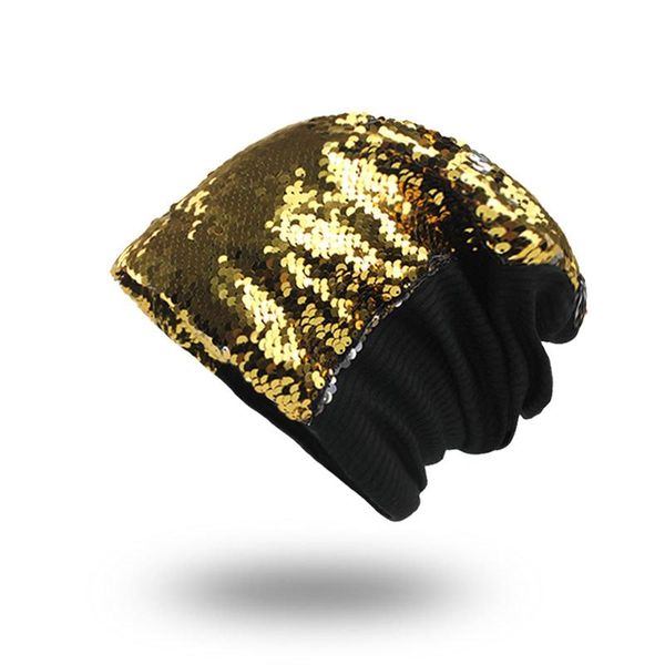

flb] female beanie bonnet autumn winter caps hip-hop cap deformed sequins hats for women beanies balaclava womens skullies f163 wmtffn, Black;white