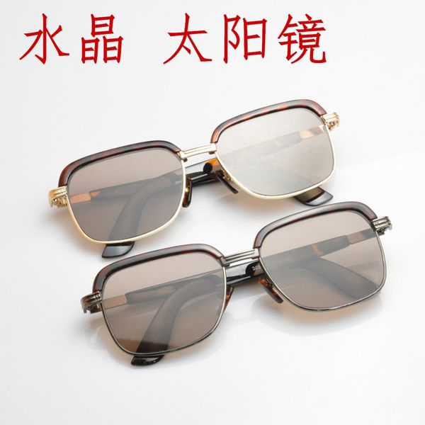 

eyebrow crystal hawksbill stone mirror sunglasses for the elderly, White;black