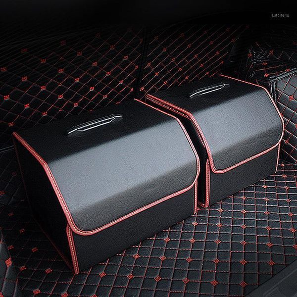 

car storage bag pu leather trunk folding car storage stowing tidying auto trunk box organizer accessories1