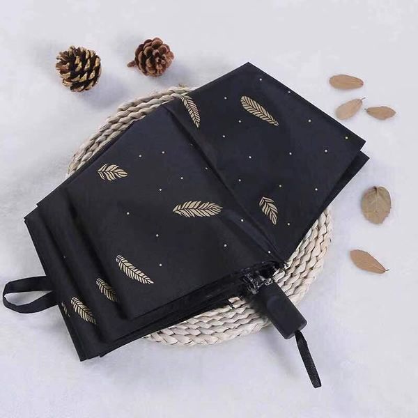 

golden feather print sunshade umbrella sunscreen uv protection
