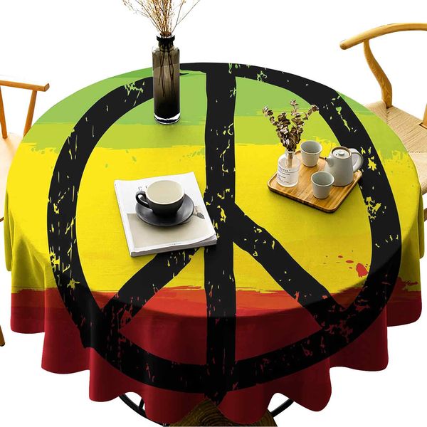 

round table cloths grunge style watercolor design flag colors hippie peace sign