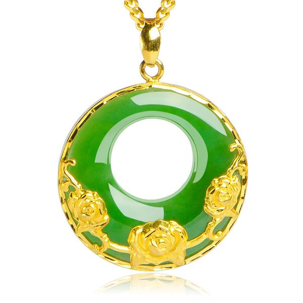 

"good green jade luck" butterfly necklace in 18k silver gold vkp8