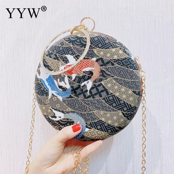 

evening bags nylon clutch bag fashion crossbody shoulder with chain embroidered fish pattern handbag party and purse 20211