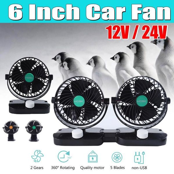

12v/24v mini fan for car truck universal rechargeable cooling fan home cooling ventilation 6 inch1