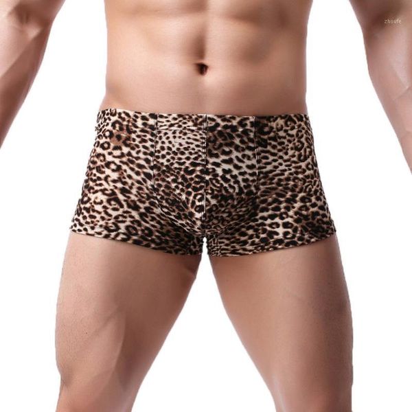 

sagace fashion men leopard charm low waist sweat-absorbent boxer panties breathable antibacterial panties male comfortable1, Black;white