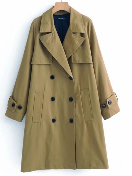 

2021 new spring and autumn suit waist trench feminine temperament double-breasted british jacket medium length sn8t, Black;brown